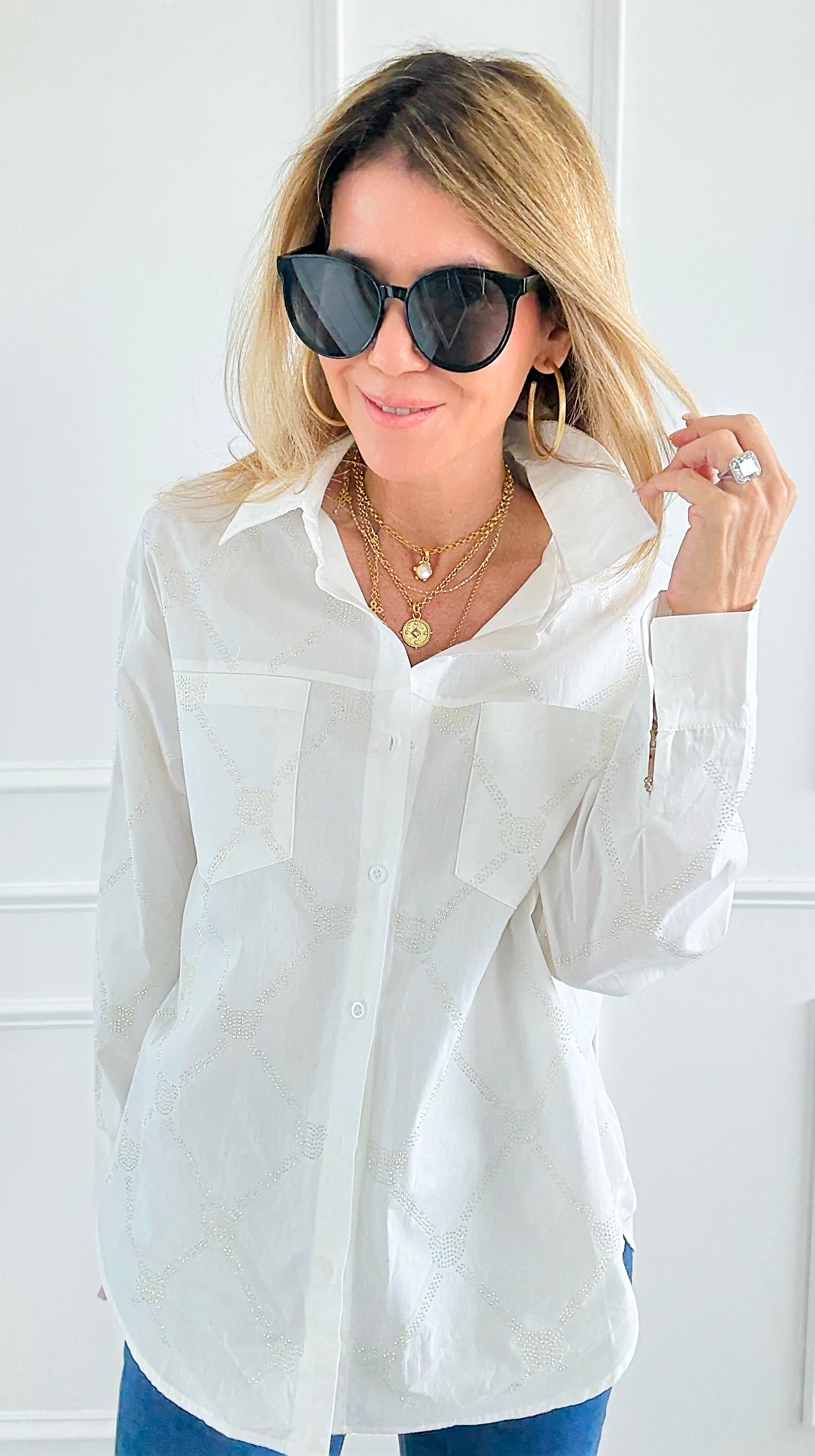 Subtle Sparkle Top-130 Long Sleeve Tops-PASTEL DESIGN-Coastal Bloom Boutique, find the trendiest versions of the popular styles and looks Located in Indialantic, FL