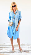 The Everyday Button-Up Denim Dress-200 Dresses/Jumpsuits/Rompers-VENTI6 OUTLET-Coastal Bloom Boutique, find the trendiest versions of the popular styles and looks Located in Indialantic, FL