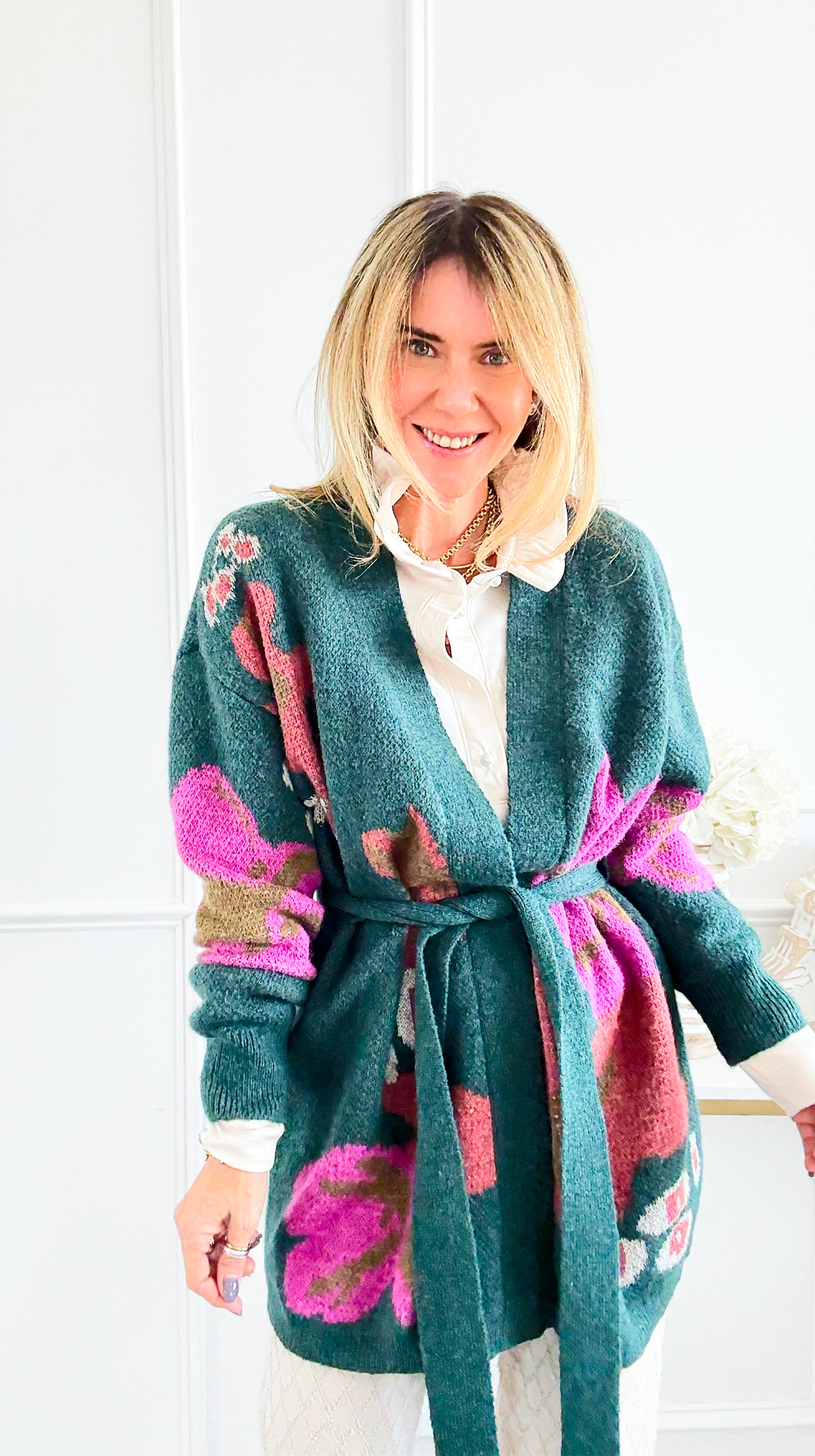 Bold Bloom Knit Cardigan-140 Sweaters-Rousseau-Coastal Bloom Boutique, find the trendiest versions of the popular styles and looks Located in Indialantic, FL