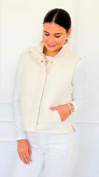 Warm Intentions Zip Puffer Vest - Cream-160 Jackets-Zenana-Coastal Bloom Boutique, find the trendiest versions of the popular styles and looks Located in Indialantic, FL
