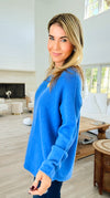 Soho Italian Boatneck Pullover - French Blue-140 Sweaters-Italianissimo-Coastal Bloom Boutique, find the trendiest versions of the popular styles and looks Located in Indialantic, FL