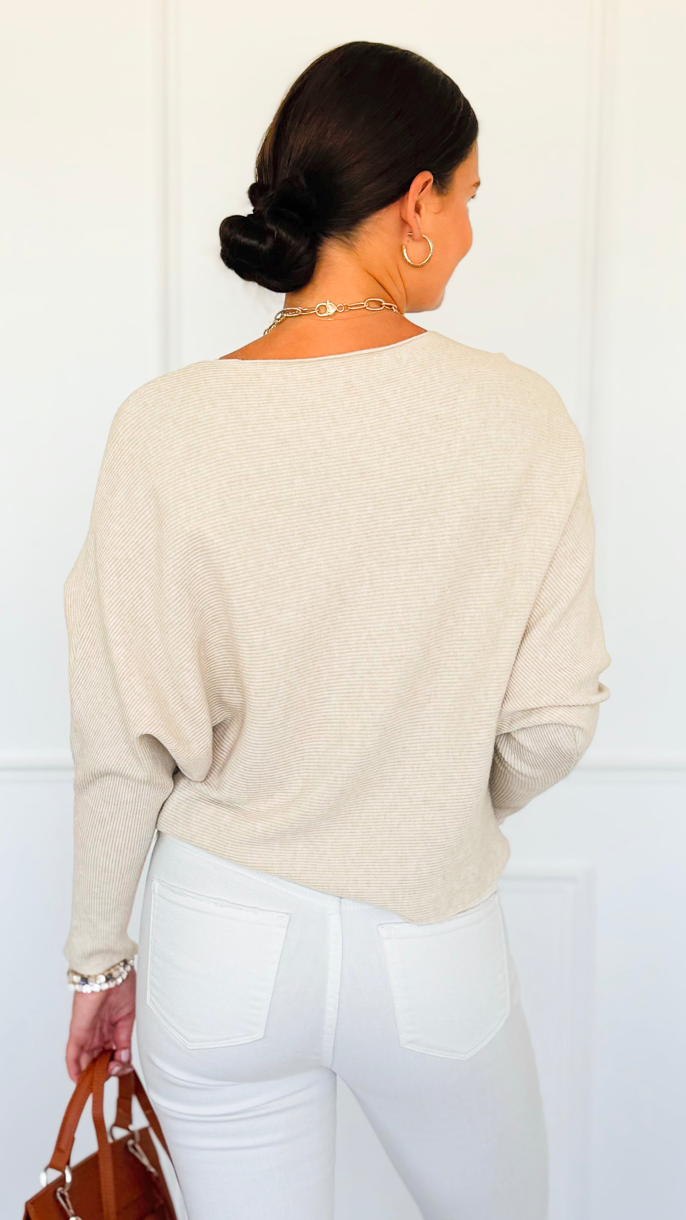 Ribbed Italian Pullover- Oyster-140 Sweaters-Italianissimo-Coastal Bloom Boutique, find the trendiest versions of the popular styles and looks Located in Indialantic, FL