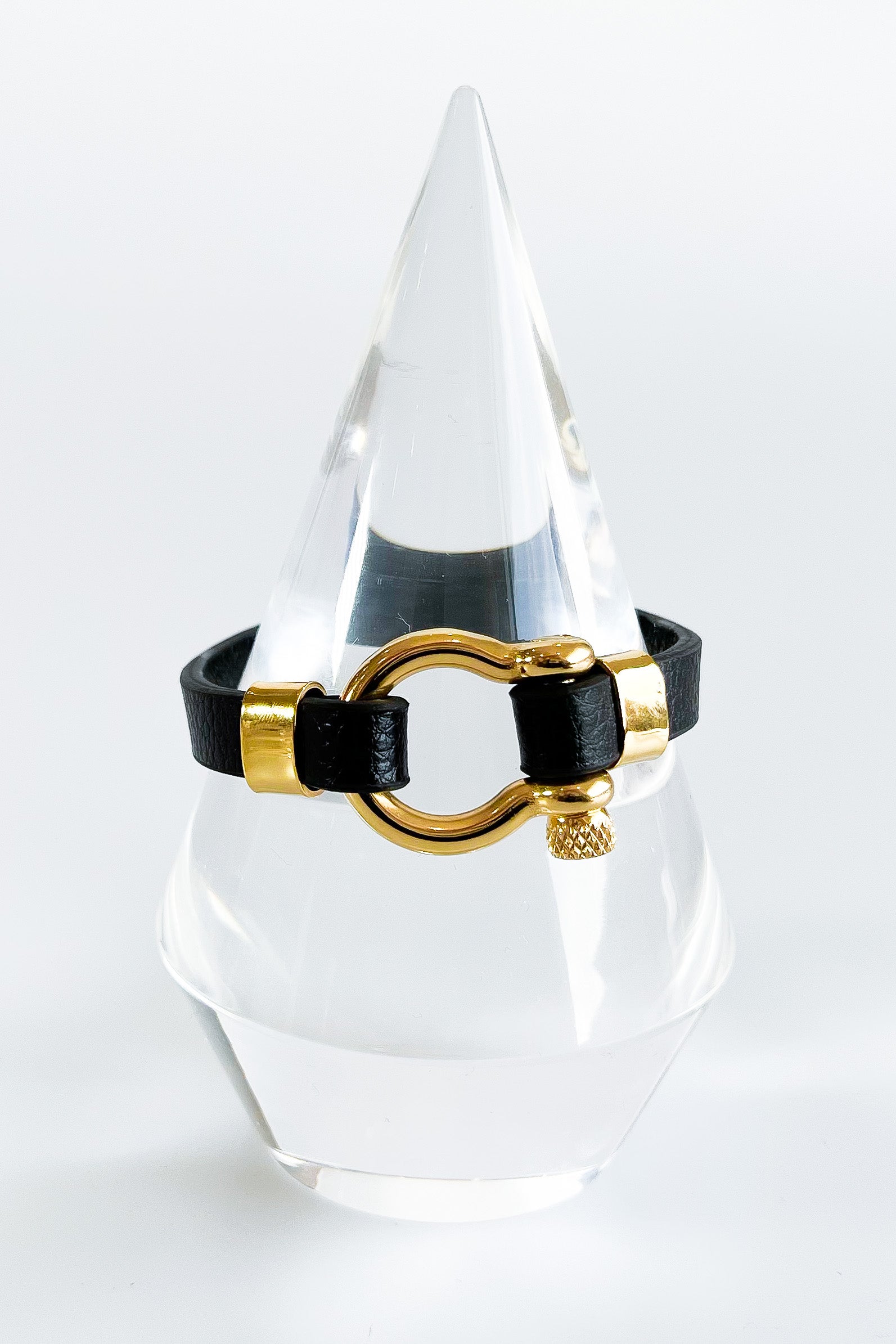Black Leather Horsebit Bracelet-230 Jewelry-NYC-Coastal Bloom Boutique, find the trendiest versions of the popular styles and looks Located in Indialantic, FL