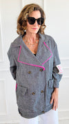 Bright Herringbone Star Italian Jacket-160 Jackets-AZUL MONACO-Coastal Bloom Boutique, find the trendiest versions of the popular styles and looks Located in Indialantic, FL