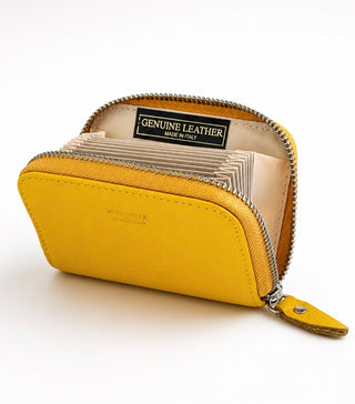 Everyday Italian Leather Zip Wallet- Mustard