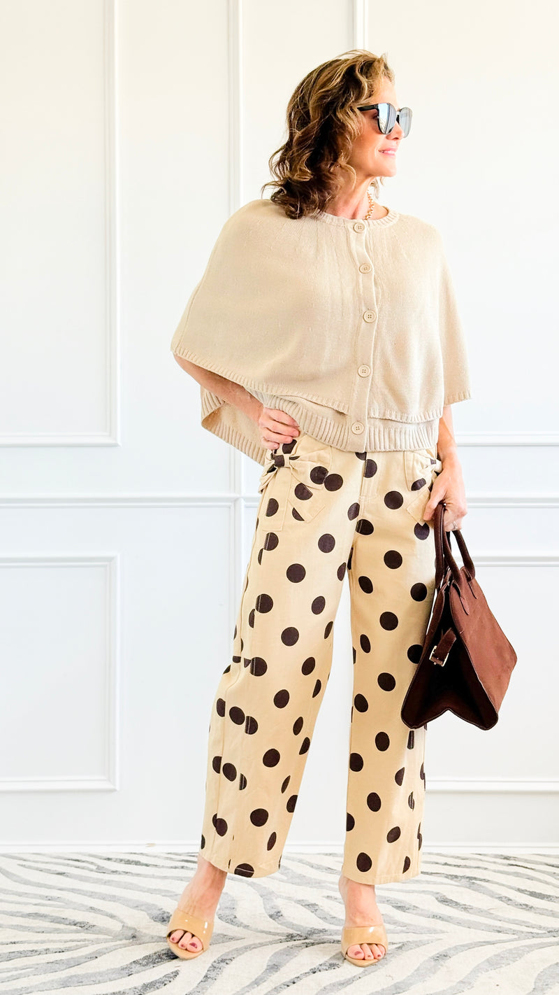 Knit Button Front Cape Poncho -Beige-150 Cardigans/Layers-NYW-Coastal Bloom Boutique, find the trendiest versions of the popular styles and looks Located in Indialantic, FL