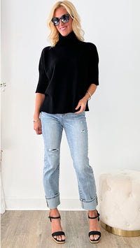 Break Free Italian Sweater Top - Black-140 Sweaters-Italianissimo-Coastal Bloom Boutique, find the trendiest versions of the popular styles and looks Located in Indialantic, FL