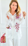 Lace Menagerie Italian Blouse- White-110 Long Sleeve Tops-TATTOO Z-Coastal Bloom Boutique, find the trendiest versions of the popular styles and looks Located in Indialantic, FL