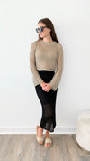 Metallic Knit Crop Top - Gold-130 Long Sleeve Tops-MISS LOVE-Coastal Bloom Boutique, find the trendiest versions of the popular styles and looks Located in Indialantic, FL