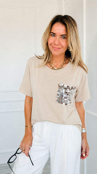 Chic Sequin Pocket Italian Tee
