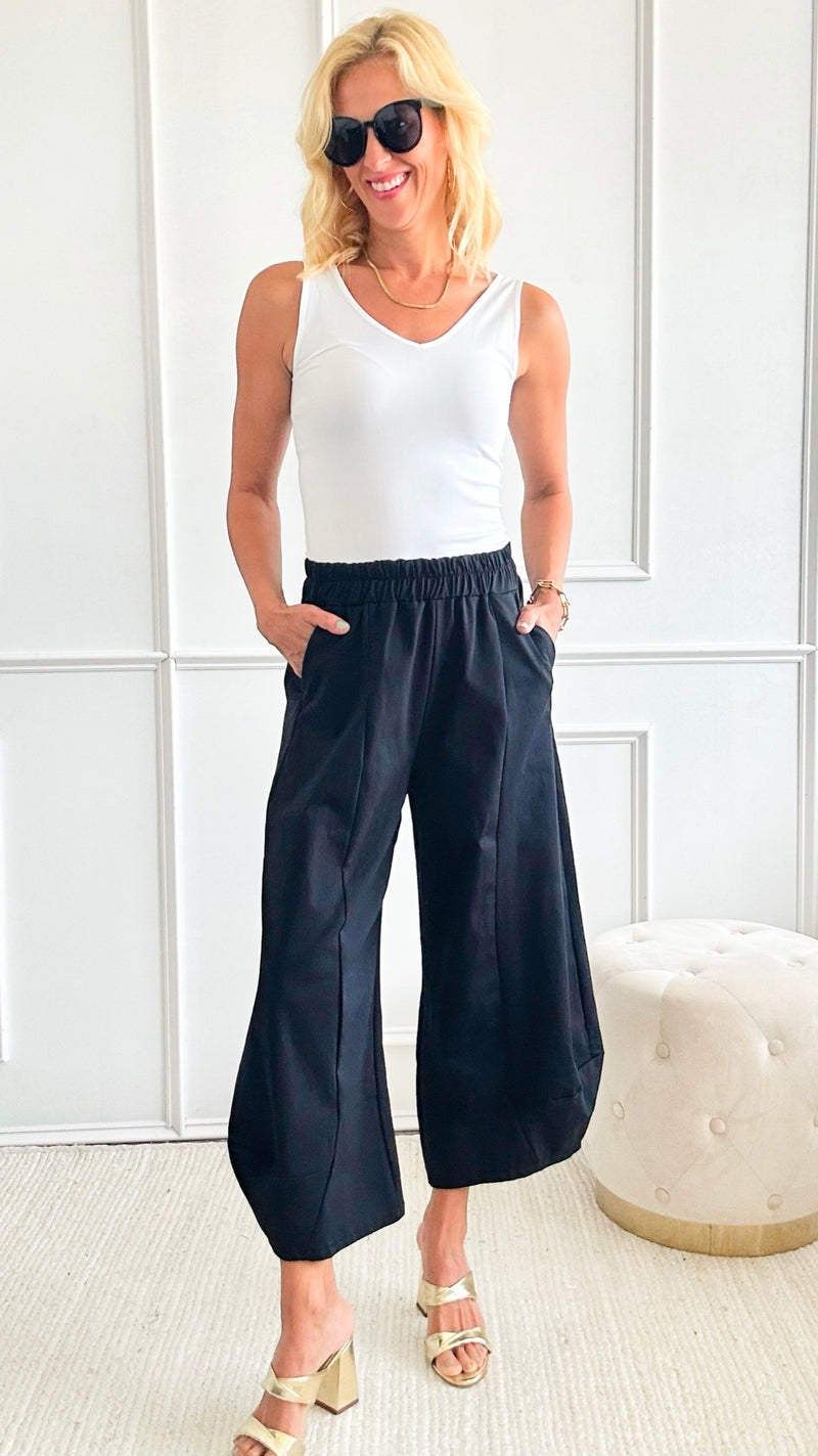 La Spezia Scuba Italian Pants - Black-pants-Italianissimo-Coastal Bloom Boutique, find the trendiest versions of the popular styles and looks Located in Indialantic, FL