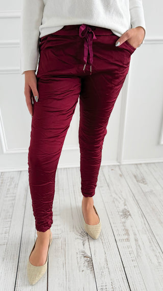Italian Wish List Jogger - Bordeaux-180 Joggers-CRIS S.R.L.-Coastal Bloom Boutique, find the trendiest versions of the popular styles and looks Located in Indialantic, FL