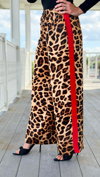 Leopard Stripe Lounge Pants - Red/Wild