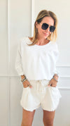 Upscale Comfort Italian Pullover - White-140 Sweaters-Italianissimo-Coastal Bloom Boutique, find the trendiest versions of the popular styles and looks Located in Indialantic, FL