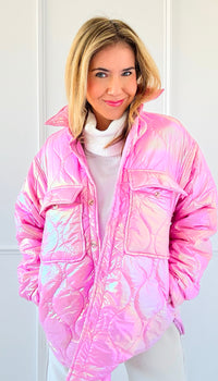 Glowing Luxe Puffer Jacket - Pink-140 Sweaters-Rousseau-Coastal Bloom Boutique, find the trendiest versions of the popular styles and looks Located in Indialantic, FL