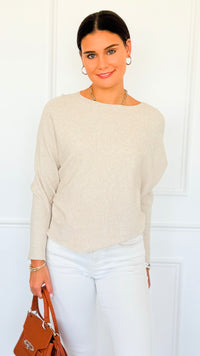 Ribbed Italian Pullover- Oyster-140 Sweaters-Italianissimo-Coastal Bloom Boutique, find the trendiest versions of the popular styles and looks Located in Indialantic, FL