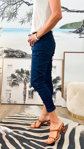 Italian Wish List Jogger - Navy-180 Joggers-Italianissimo-Coastal Bloom Boutique, find the trendiest versions of the popular styles and looks Located in Indialantic, FL