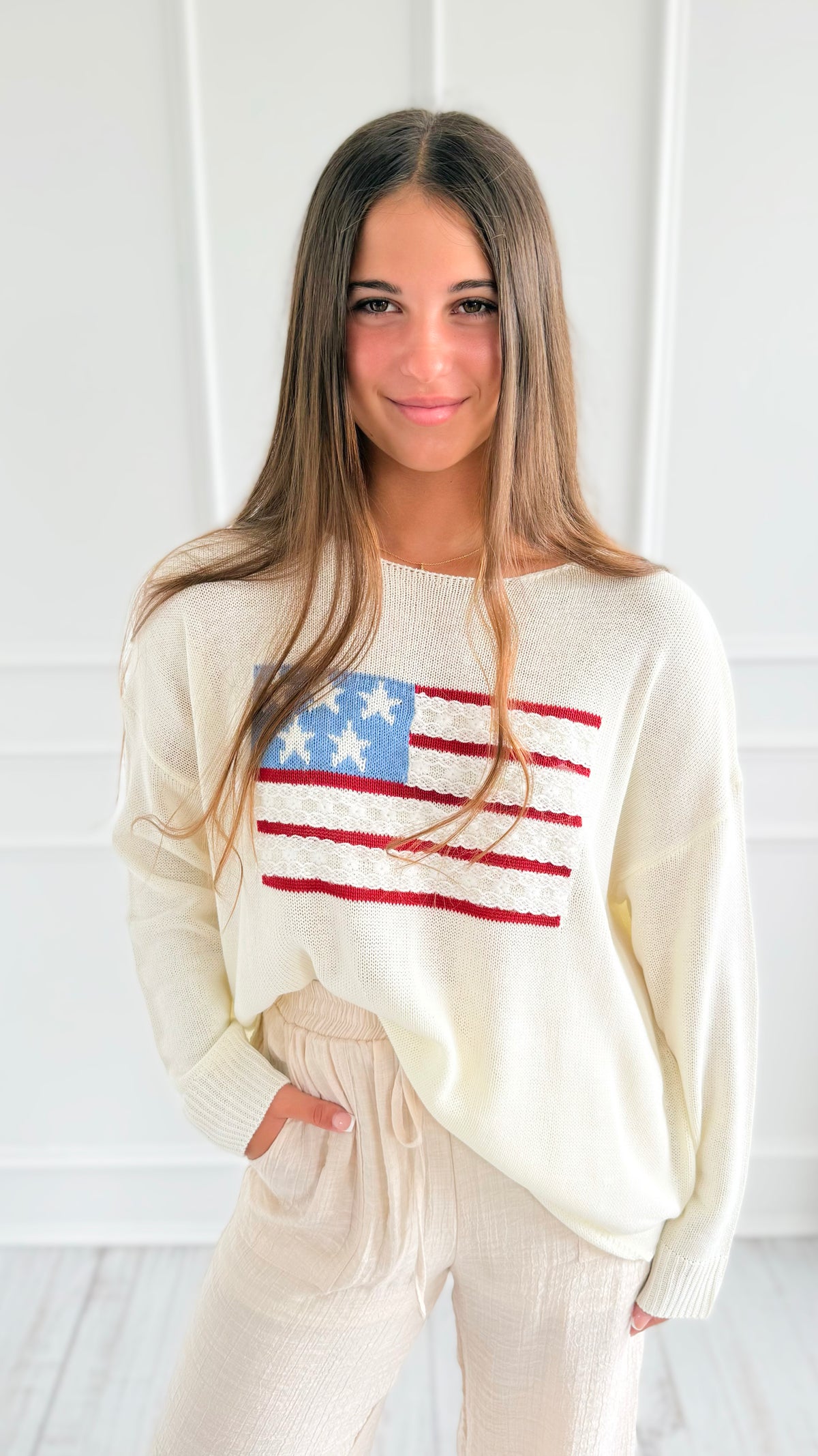 Stars & Stripes Sweater-140 Sweaters-Gilli-Coastal Bloom Boutique, find the trendiest versions of the popular styles and looks Located in Indialantic, FL