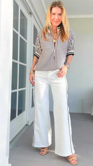 Line Up Denim Pants - White