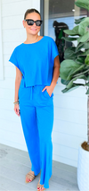 Elevated Relaxed Wide-Leg Pants - Ocean Blue-100 Pants-Rae Mode-Coastal Bloom Boutique, find the trendiest versions of the popular styles and looks Located in Indialantic, FL