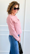 Polished Ease Cropped Jacket-160 Jackets-White Birch-Coastal Bloom Boutique, find the trendiest versions of the popular styles and looks Located in Indialantic, FL