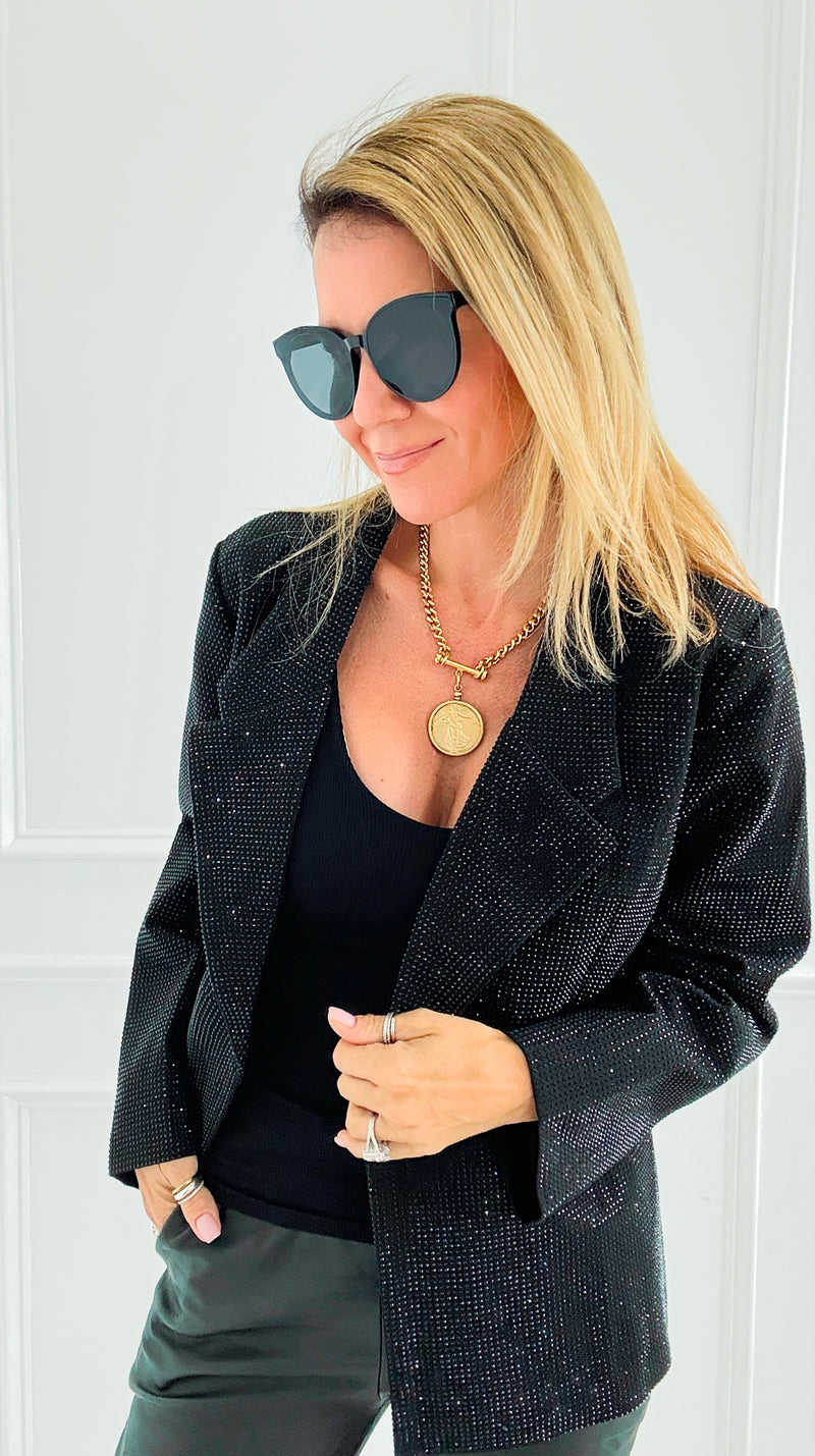Starlit Open Front Blazer-160 Jackets-7Mango7-Coastal Bloom Boutique, find the trendiest versions of the popular styles and looks Located in Indialantic, FL