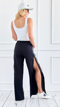 Stripe Track Lounge Pants - Black-170 Bottoms-litaga-Coastal Bloom Boutique, find the trendiest versions of the popular styles and looks Located in Indialantic, FL