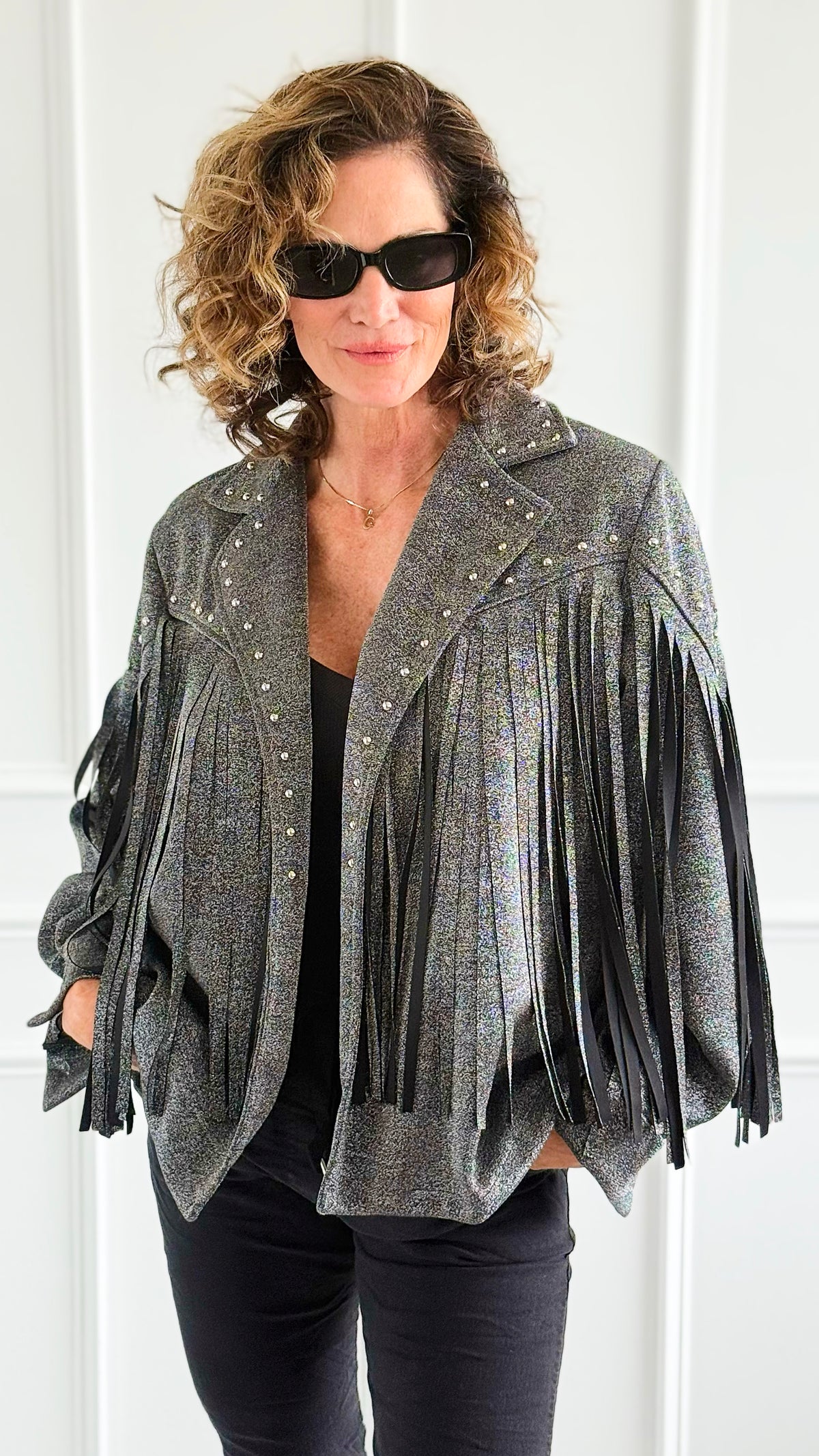 Aurora Luxe Fringe Italian Jacket-160 Jackets-TATTOO Z-Coastal Bloom Boutique, find the trendiest versions of the popular styles and looks Located in Indialantic, FL