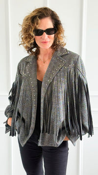 Aurora Luxe Fringe Italian Jacket-160 Jackets-TATTOO Z-Coastal Bloom Boutique, find the trendiest versions of the popular styles and looks Located in Indialantic, FL