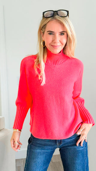 Break Free Long Sleeve Italian Sweater - Coral