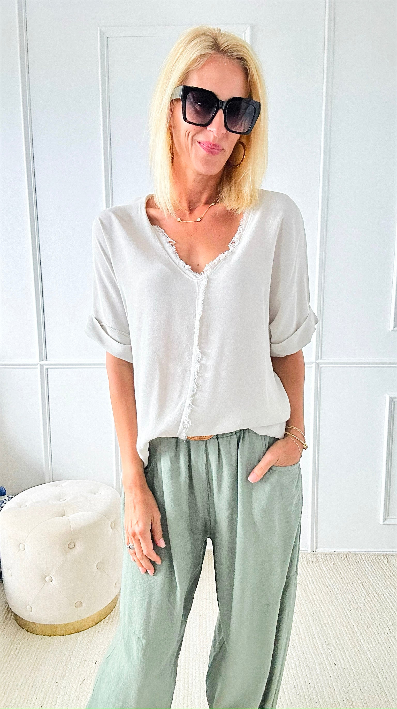 Free Flowing Italian Blouse - Ecru – Coastal Bloom