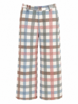 Plaid Wide Leg Pants - Smokey Multi