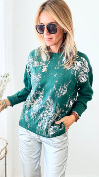 Boatneck Italian Silver Foil Sweater-140 Sweaters-Look Mode-Coastal Bloom Boutique, find the trendiest versions of the popular styles and looks Located in Indialantic, FL