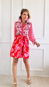 Mix of Flowers Belted Shirt Dress-200 Dresses/Jumpsuits/Rompers-Sundayup-Coastal Bloom Boutique, find the trendiest versions of the popular styles and looks Located in Indialantic, FL