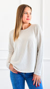 Timeless Comfort Italian Pullover- Oyster-130 Long Sleeve Tops-Italianissimo-Coastal Bloom Boutique, find the trendiest versions of the popular styles and looks Located in Indialantic, FL