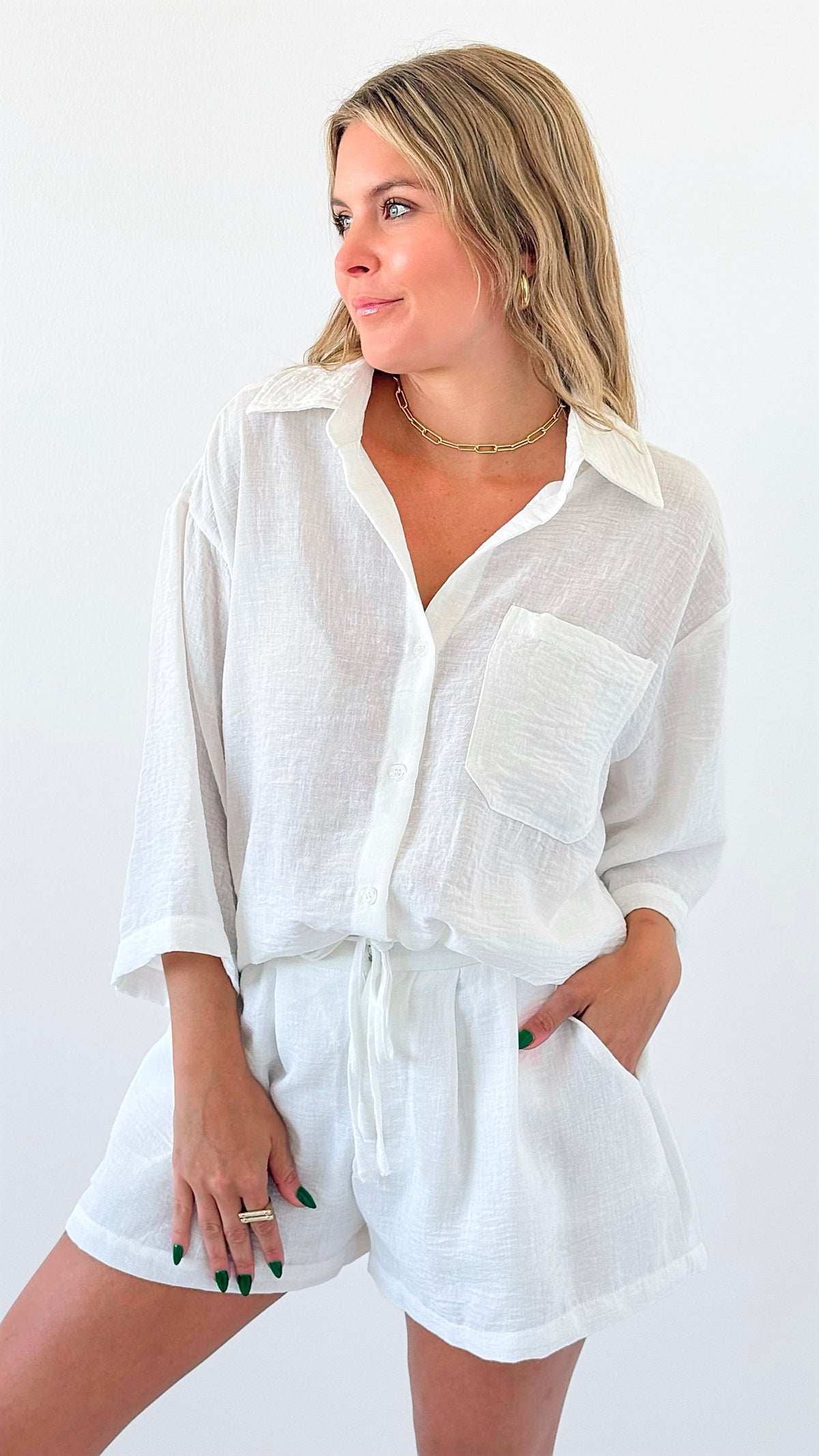 Sunday Stroll Relaxed Set - White-210 Loungewear/Sets-HYFVE-Coastal Bloom Boutique, find the trendiest versions of the popular styles and looks Located in Indialantic, FL