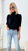 Break Free Italian Sweater Top - Black-140 Sweaters-Italianissimo-Coastal Bloom Boutique, find the trendiest versions of the popular styles and looks Located in Indialantic, FL