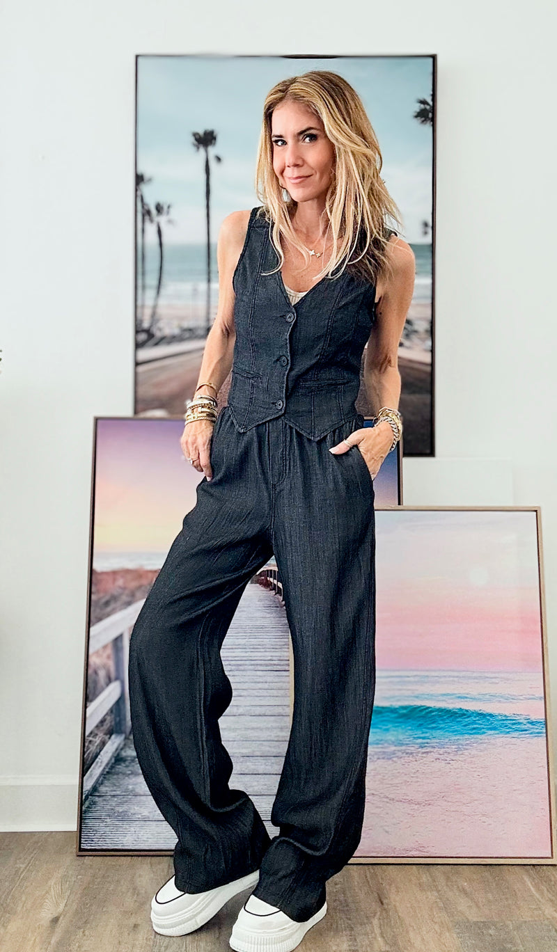 Wide Leg Denim Pant-Faded Black-190 Denim-Edit By Nine-Coastal Bloom Boutique, find the trendiest versions of the popular styles and looks Located in Indialantic, FL