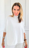 Break Free Italian Sweater Top - White-140 Sweaters-Italianissimo/Z Studio-Coastal Bloom Boutique, find the trendiest versions of the popular styles and looks Located in Indialantic, FL