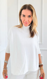 Break Free Italian Sweater Top - White-140 Sweaters-Italianissimo/Z Studio-Coastal Bloom Boutique, find the trendiest versions of the popular styles and looks Located in Indialantic, FL