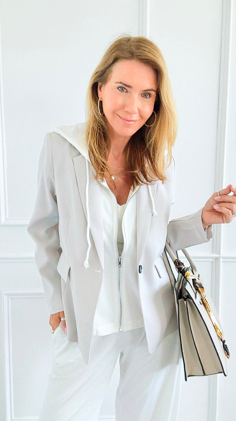 Veronica Cloud Hoodie Blazer-Sand-160 Jackets-Six/ Fifty-Coastal Bloom Boutique, find the trendiest versions of the popular styles and looks Located in Indialantic, FL