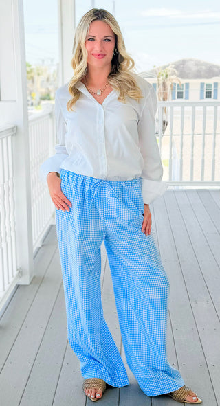 Lightweight Checkered Lounge Pants - Blue