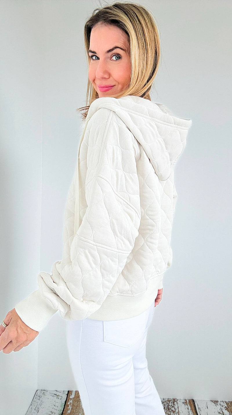 Quilted Hoodie Jacket- Bone-130 Long Sleeve Tops-Rae Mode-Coastal Bloom Boutique, find the trendiest versions of the popular styles and looks Located in Indialantic, FL