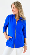 Penelope High-Neck Zip-Up - Royal Blue-160 Jackets-ARYEH-Coastal Bloom Boutique, find the trendiest versions of the popular styles and looks Located in Indialantic, FL