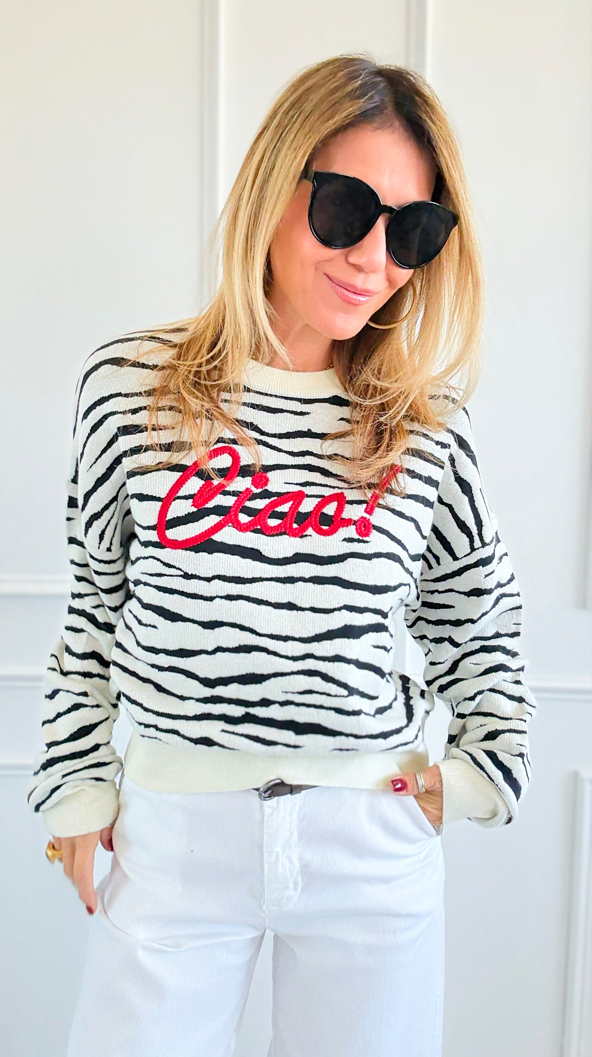 Ciao Stripes Textured Sweater-140 Sweaters-V SKY-Coastal Bloom Boutique, find the trendiest versions of the popular styles and looks Located in Indialantic, FL