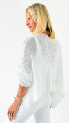 Coastal Breeze Knit Italian Cardigan - White-150 Cardigans/Layers-Italianissimo-Coastal Bloom Boutique, find the trendiest versions of the popular styles and looks Located in Indialantic, FL