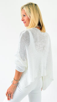 Coastal Breeze Knit Italian Cardigan - White-150 Cardigans/Layers-Italianissimo-Coastal Bloom Boutique, find the trendiest versions of the popular styles and looks Located in Indialantic, FL