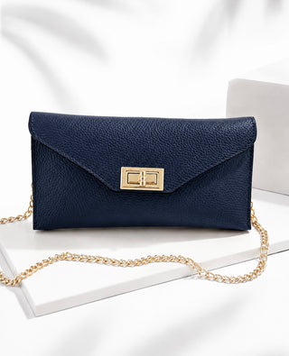 Evening Escape Italian Leather Bag- Navy
