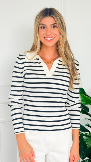 Collared Striped Top