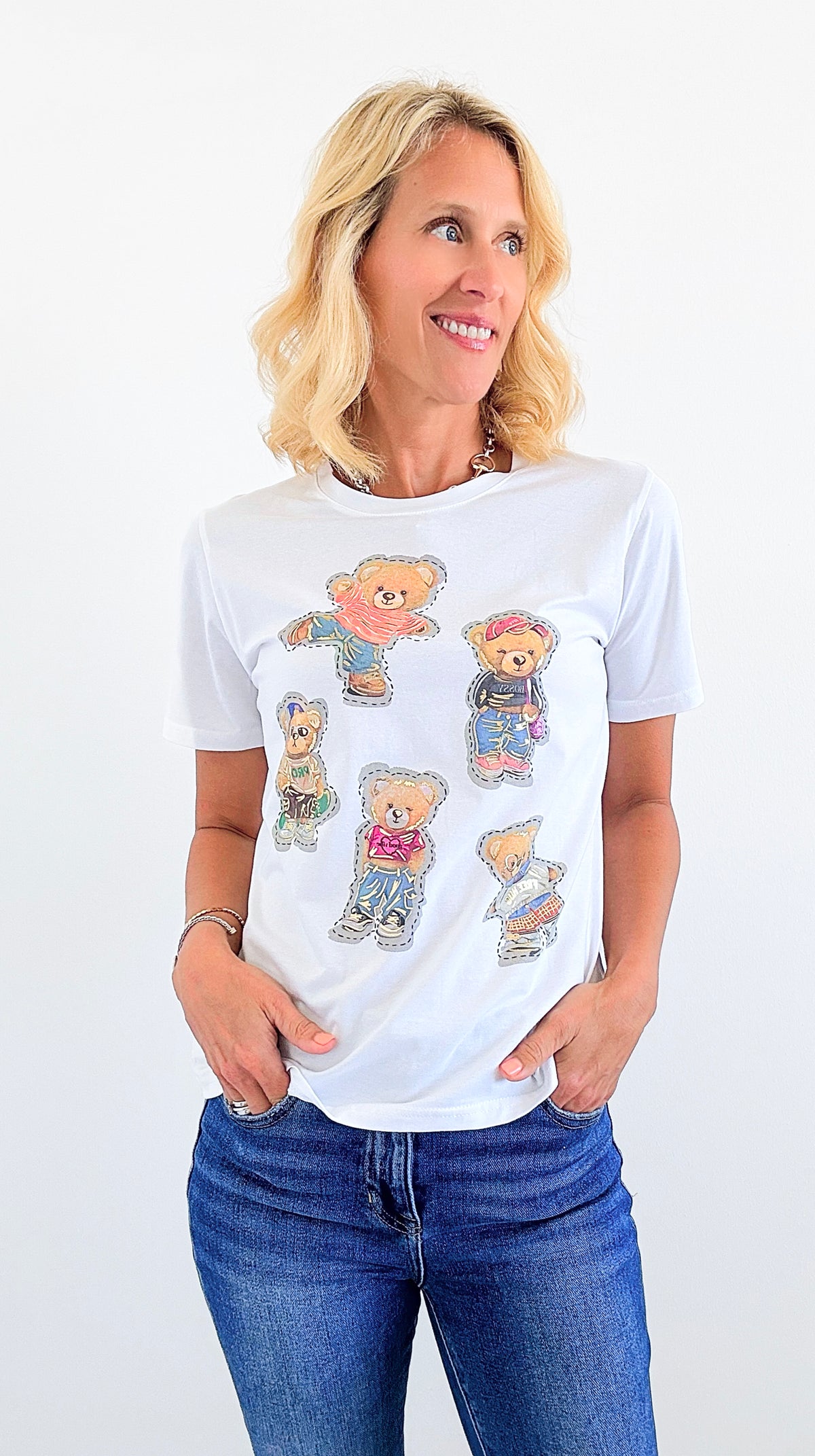 Beary Team Italian Tee-110 Short Sleeve Tops-Italianissimo-Coastal Bloom Boutique, find the trendiest versions of the popular styles and looks Located in Indialantic, FL